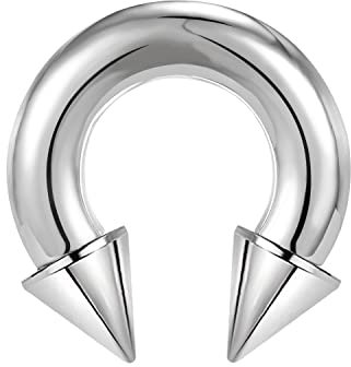 ZS Chirurgenstahl Spike Hufeisen Circular Barbell Ringe, 00G 0G 2G 4G 6G 8G 12G 16G Dick PA Rings, CBR Nasenring Septum Ohr Piercing Körperschmuck (Silber,0G,19mm)