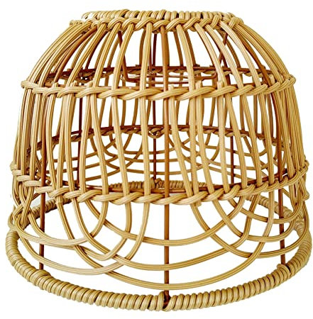 Gcroet Pantalla de ratán, Pantallas de luz Tejidas, Pantalla de ratán para Dormitorio de Techo, Pantalla de luz Tejida Elegante para luz Colgante de Techo, decoración del hogar, Color Beige