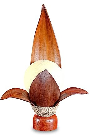Kinaree Kokos Tischlampe PIYA - 47 cm Tisch Lampe mit Lampenschirm aus Rattan, geeignet für Wohnzimmer, Flur, Schlafzimmer oder Badezimmer