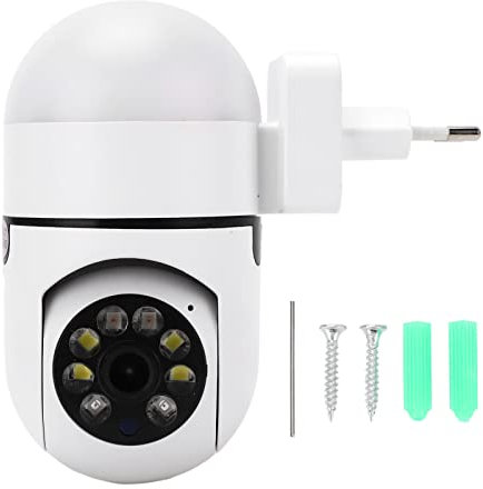 Fafeicy Drahtlose Kamera, 2MP LED-Überwachungskamera mit Nachtsicht 360°, Mit der Wasserdichten IP66-Funktion, für Zuhause EU-Stecker