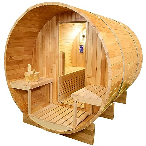 GLOBAL RELAX® | DHARANI S6 Outdoor Sauna 6 Personas de Vapor con Estufa de Piedras | Cuida la Piel I Elimina toxinas I Reduce el estrés | Radio I USB I Bluetooh