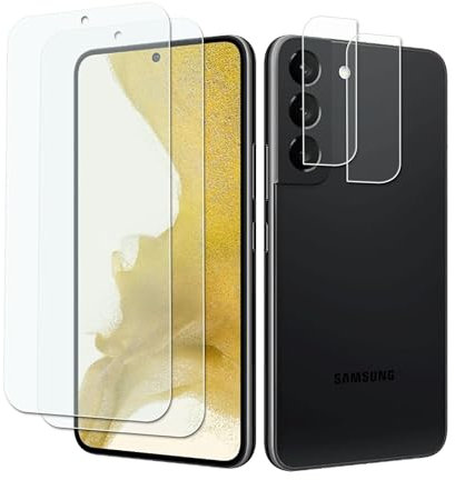 【2+2 pièces】 Verre Trempé pour Samsung Galaxy S22,Film ProtectionDureté 9H Glass, HD Transparent, Sans Bulles