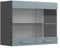 Vicco Meuble de Cuisine Haut vitré R-Line, Bleu-Gris/Anthracite, 80 cm