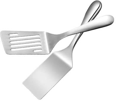 2 Pièces Spatules pour Barbecue, Spatule Cuisine Inox, Spatule à Plancha, Spatule Inox, Spatule Cuisine, Spatule en Acier Inox, Convient pour les Aliments Sautés, Rôtis