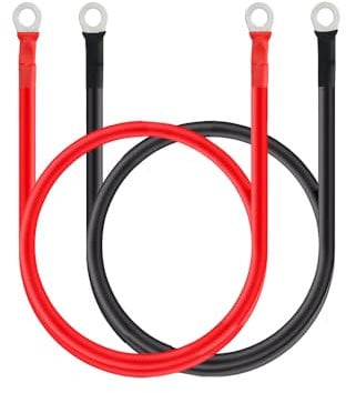 Yinleader Battery Power Inverter Pure Copper Cable 2pcs 5AWG/16mm² 50cm 12V Red and Black Car Battery Charger Cable Leads with M8 Ring Terminals Copper Wire for Truck, Solar, RV