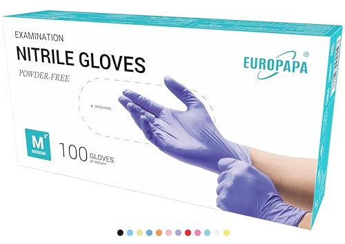 EUROPAPA® - 100 Guanti Monouso In Nitrile, Senza Lattice, Non Steril (M, Viola)