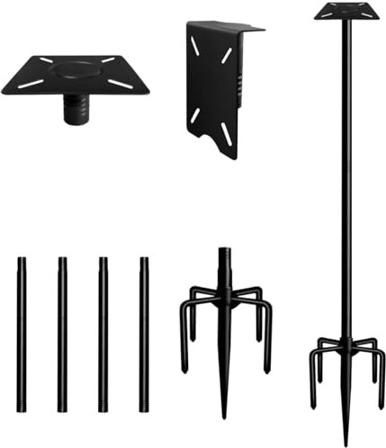 Ansionsol 190 cm Smart Bird Feeder Pole mit 5-Zinken-Basis, verstellbare Vogelhaus-Stangenhalterung für den Außenbereich, robuster Futterständer für Wildvögel, Schwarz