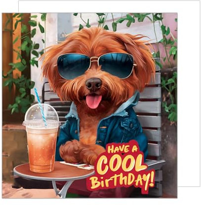Edition Seidel Premium quadratische Geburtstagskarte mit Umschlag. Glückwunschkarte Happy Birthday Billet Karte für Frau Mann cooler Hund lustig Humor (GQ295 SW024)