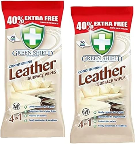 Conditioning Leather Cleaning Surface Wipes 70 Pack - Large Wipes Suitable For All Leather Types Removes Dirt & Grime with Protecting the Surface (2)