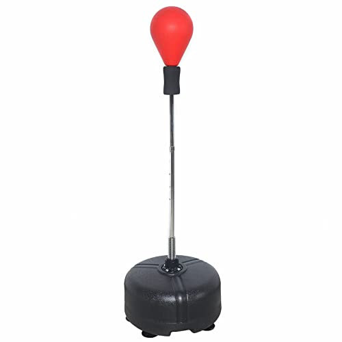 120cm-160cm Schwarzer Boxball Standboxsack Punchingball Für Erwachsene Mit Basis Boxtraining Standboxsack Boxbirne Verstellbar Boxende Stand Freistehender Boxball FüR Verstellbarer (Rot)
