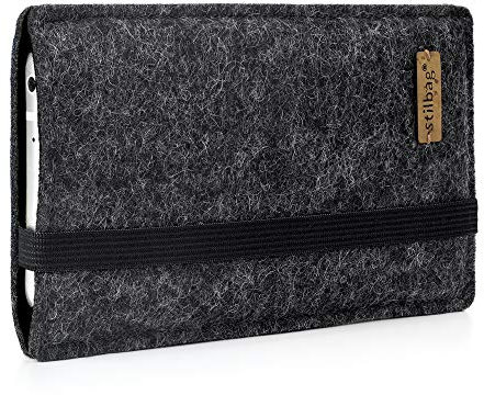 Stilbag maßgeschneiderte Handyhülle FINN - Anfertigung für Smartphones mit Case möglich | Smartphone-Tasche aus Filz | Handy Schutzhülle | Handytasche Made in Germany (Anthrazit - schwarz)