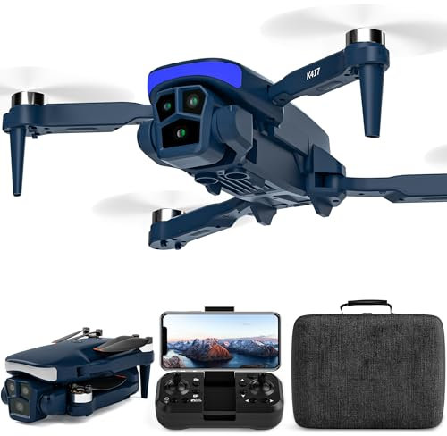 Drone con Dual Cámara 1080P para Adultos y Niños,FPV RC Quadcopter Plegable con Motor sin Escobillas para Principiantes,Control de Gestos,3D Flips,Ajuste de Velocidad,Con Video WiFi en Vivo,Blue,C0