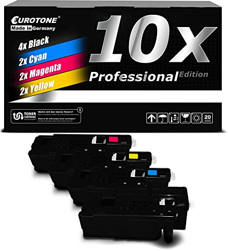 E.T. Toner 10x kompatibel für Dell E525w ersetzt Schwarz Blau Rot Gelb Cartridges Patronen
