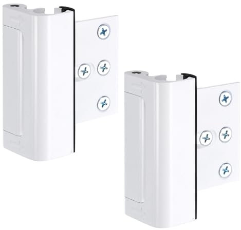 sourcing map 2 Pack Home Security Door Lock, Door Reinforcement Lock 3 Inch Stop Withstand 800lbs, Front Door Kick in Security Protector for Inward Swinging Door, White