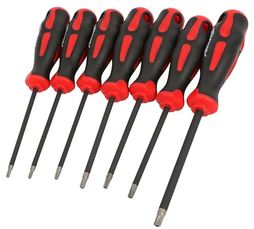 Neilsen CT6009-7pc Diamond Tipped Tamper Proof Star Screwdriver Set S2 Steel Torx T10-T40 for Automotive, Electronics and Repair Work