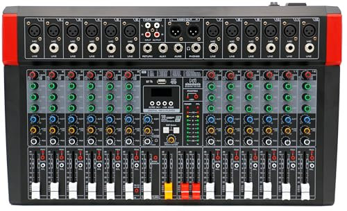 SINEXTESIS Mixer Audio/Scheda Audio 12 canali, multieffetto DSP, interfaccia USB, Lettore MP3 integrato per riprodurre e registrare, Connettività Bluetooth (EVOMIX-12-USB)