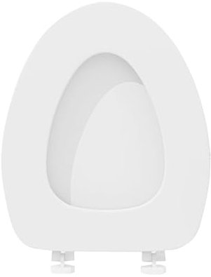 Soft Toilet Seat, Oval Toilet Seat, Soft Elongated Vinyl Toilet Seat, Soft Vinyl with Comfort Foam Cushioning, U/V Shape Toilet Seat, Soft Close Loo Seat with Easy Top Fix (White, A)