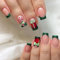 24 Stück künstliche Nägel zum aufkleben - Grün Schimmern Press On Nails Kurz mit Gift Box Design - Weihnachten Fake Nails für Frauen & Mädchen (French Shimmer Green)