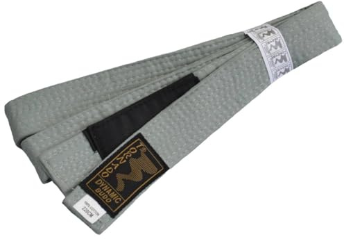 TEKKA BUDO Ceinture de jiu jitsu brésilien pour enfant - Gris - Avec barre noire - 240 cm