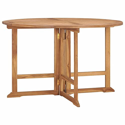 Klapptisch aus massivem Teakholz für den Garten, Ø110 x 75 cm, Outdoor-Möbel für Esszimmer