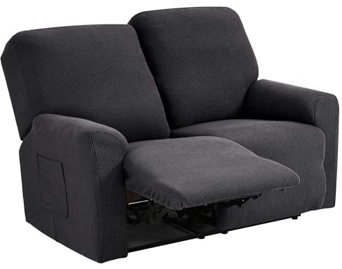 WWQQKJ 1 Seater Armchair Covers Jacquard Stretch Sofa Cover Relax Sofa Cover(Gris,2 Coussins)