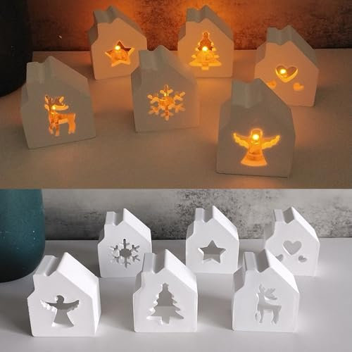 Silikonformen Gießformen Häuser, 6 Stück Mini Silikonform Haus Gips Zum Gießen Silikonform Weihnachten Gießformen Silikon Gießform Häuser Gießform Haus Giessformen Silikon Silikonform Häuser