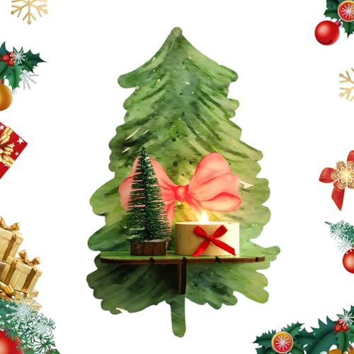 Étagères flottantes en bois en forme d'arbre de Noël pour rangement et décoration
