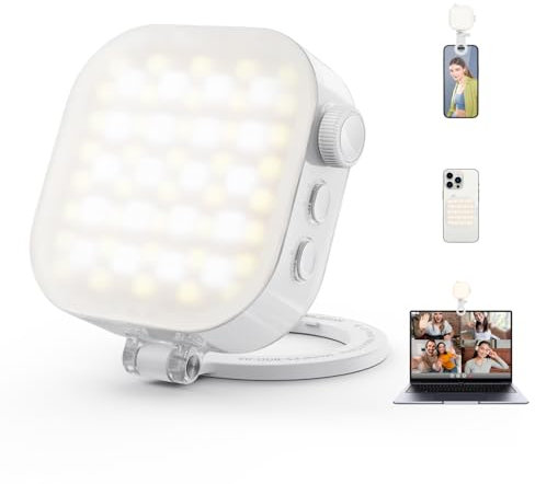TELESIN° Magnetica RGB Video Luce, LED Luce per Selfie a 360° con Supporto, 95+ CRI/2000 mAh, Portatile Light ricaricabile, Compatibile con MagSafe/iPhone/Android, Fotografia/YouTube/Zoom