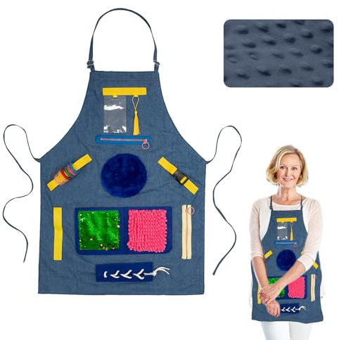 Fidget Apron for Elderly, Fidget Blanket for Elderly Dementia Alzheimer's Therapy Activity Apron Anxiety Relief Solutions for Seniors with Alzheimer's or Dementia