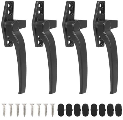 Cranked Locking Window Handle Installation Kit Aluminum Alloy Window Handle Locking LEFT AND RIGHT HAND UPVC Window Handle Replacement,Offset Lockable Window Lever