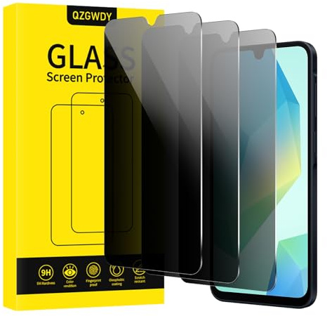 QZGWDY für Samsung Galaxy A16 für Sichtschutz Displayschutz 3 Stück, 9H Härte Anti-Spy Folie Blickschutz Glasschutz Schutzfolie Sichtschutzfolie Blasenfrei, Ultrabeständig