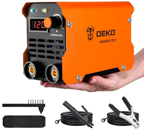 DEKO Saldatrice Inverter Elettrodo 220V 120A:MMA ARC Welder per la riparazione a casa, mini saldatrice a filo, saldatura dei metalli, fai da te, saldatrice portatile con tracolla regolabile