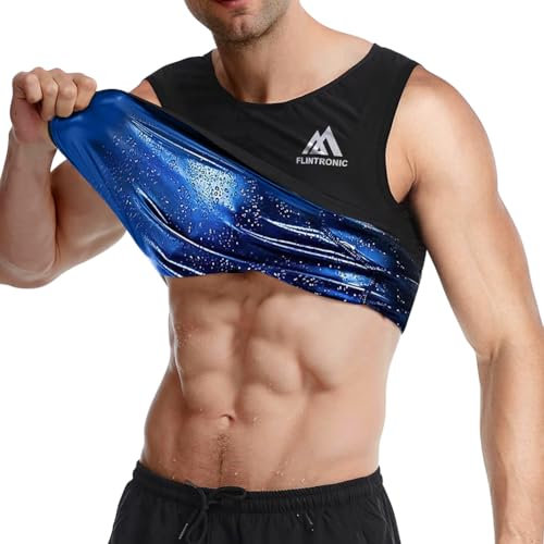 Flintronic Gilet de Sueur de Sauna pour Hommes, Débardeur Sudation Amincissant Ventre, T Shirt Sudation Homme, pour Entraînement Mise Forme, Cardio(XL)