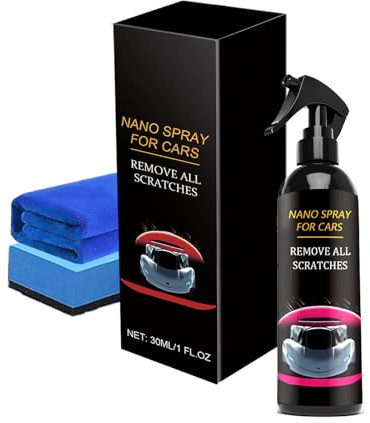 Nimedala Spray para Coche Nano, Spray para Coche Nano, Cera reparadora de arañazos con toallita y Esponja (120ml,1Pcs)