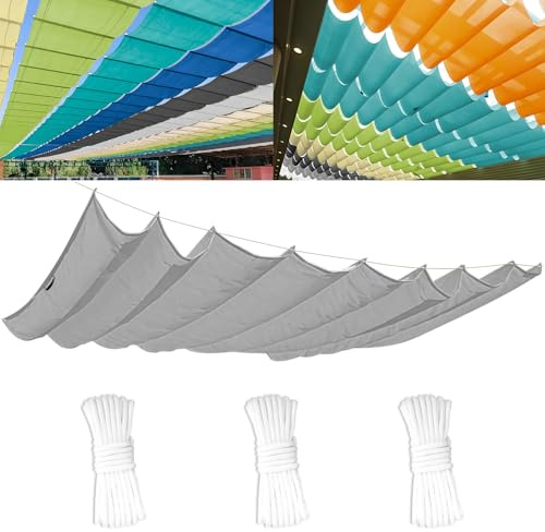 Einziehbares Welle Sonnenschutz 2.5x4(BxL), Verstellbar Welle Schattenabdeckung Mit ösen UV-Schutz 95%, Aufrollbar Segeltuch Markise Wasserdicht für Outdoor Pergola Garten Balkon - Grauweiß