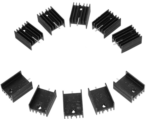 HEALSOPTHY Transistor Kühlkörper mit Hoher Wärmeableitung 10 Stück Aluminium für Effiziente Kühlung und Schwarzer Metalloberfläche für To-220 Spannungsregler