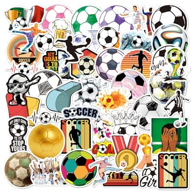 MenYiYDS 100 Stück Fußball Sticker Anzug, Fussball Aufkleber, Sport Fußball Aufkleber, Wasserdicht, Kreatives DIY für Laptop Mobiltelefone Skateboard Gepäck etc, Geeignet für Erwachsene und Kinder(A)