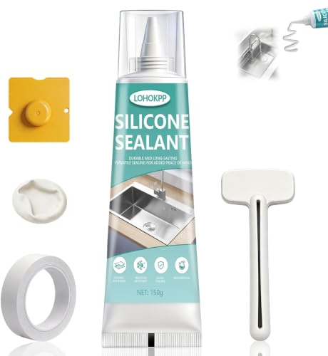 150g Silicone Salle de Bain, Joint D'étanchéité en Silicone | Mastic Étanche Anti-moisissure, Idéal pour les Éviers de Cuisine, les Salles de Bains, Joints De Calfeutrement