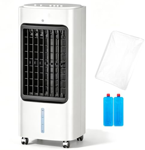 Condizionatore Portatile Senza Tubo, Condizionatore 6,5L con 2 Cristalli di Ghiaccio, Ventilatore per Camera Ufficio Bianco