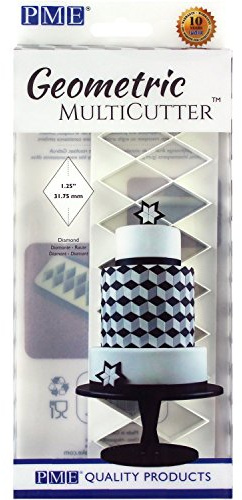 PME Geometric MultiCutter for Cake Design - Diamond, Large Size, 1.25-Inch, White