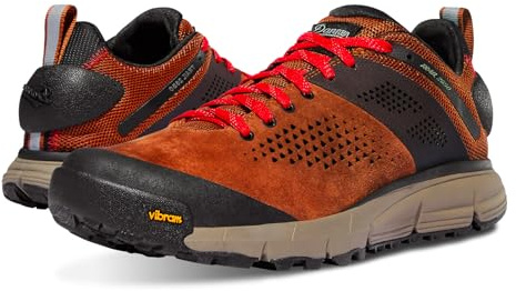 Danner Trail 2650 Hiking Shoes for Men - Durable Suede, Lightweight Textile with Breathable Gore-Tex Lining, Ortholite Footbed, & Vibram Traction Outsole, Brown Red - 10EE