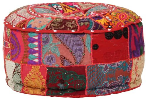 vidaXL Sitzpouf Handgefertigt Rot Sitzhocker Sitzkissen Sitzpuff Hocker Pouf