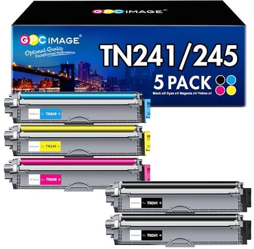 GPC IMAGE TN241 TN245 Kompatibel für Brother MFC 9332CDW Toner für Brother DCP 9022CDW HL-3142CW DCP-9020CDW HL-3140CW MFC-9142CDN HL-3152CDW TN242 TN246(Schwarz Cyan Gelb Magenta, 5er-Pack)