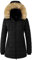 Wantdo Femme Veste Chaude Coupe-Vent Manteau en Polaire Sherpa Epaissie Parka d'hiver Classiques Manteau d'Extérieur à Capuche Décontracté Noir S