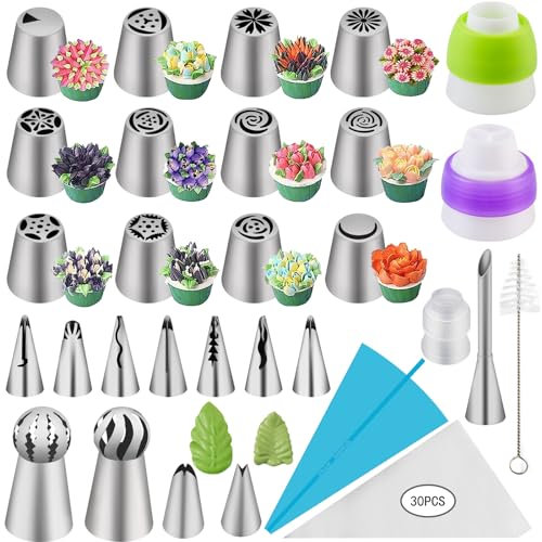 Beccucci Sac a Poche 59 Pcs, Nifogo Sacca a Poche per Dolci, Kit Pasticceria con Beccucci Russi, set pasticceria, Kit per Torte