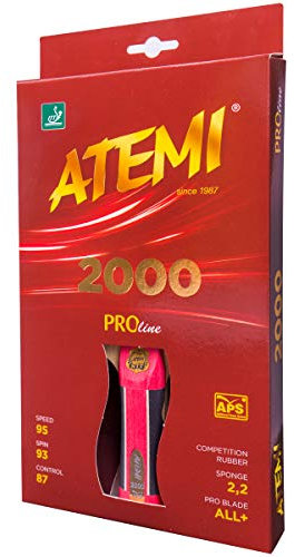 Atemi ProLine 2000 Tischtennisschläger |Überlegene Kontrolle & Leistung |ITTF-zugelassener Belag |Natürliche Materialien |Alle Spielstärken |Aktualisierte Griffe, Farben & Verpackung |Leichtgewicht