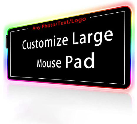 Naispanda RGB LED Gaming Mauspad, Personalisierte Mauspad mit Foto Text, Anpassen Großes Personalisierbar Mauspad Anpassbar Tastatur Mauspads Geschenk Mouse Pad XXL 35,4 x 15,7 Zoll