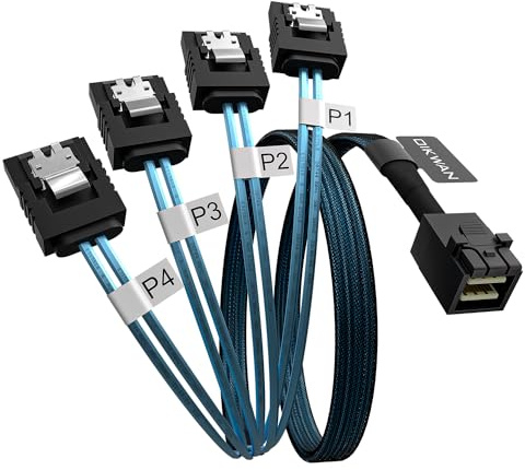 OIKWAN Internal Mini SAS to SATA Cable, SFF-8643 to SATA Forward Breakout Compatible with Raid Controller Hard Drive (3.3ft)