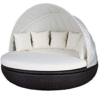 Strandkorbwerk Liegeinsel Sonnenliege Cardiff Mocha Duo Polyrattan Gartenliege Liege Sonneninsel