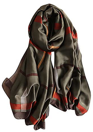 LumiSyne Seidenschal Damen Vintage Bedrucktes Halstuch Mode Eleganter Stil Groß Seidentuch Warm Weich Stola Kopftücher Pashmina Sonnenschut Kap Ganzjährig